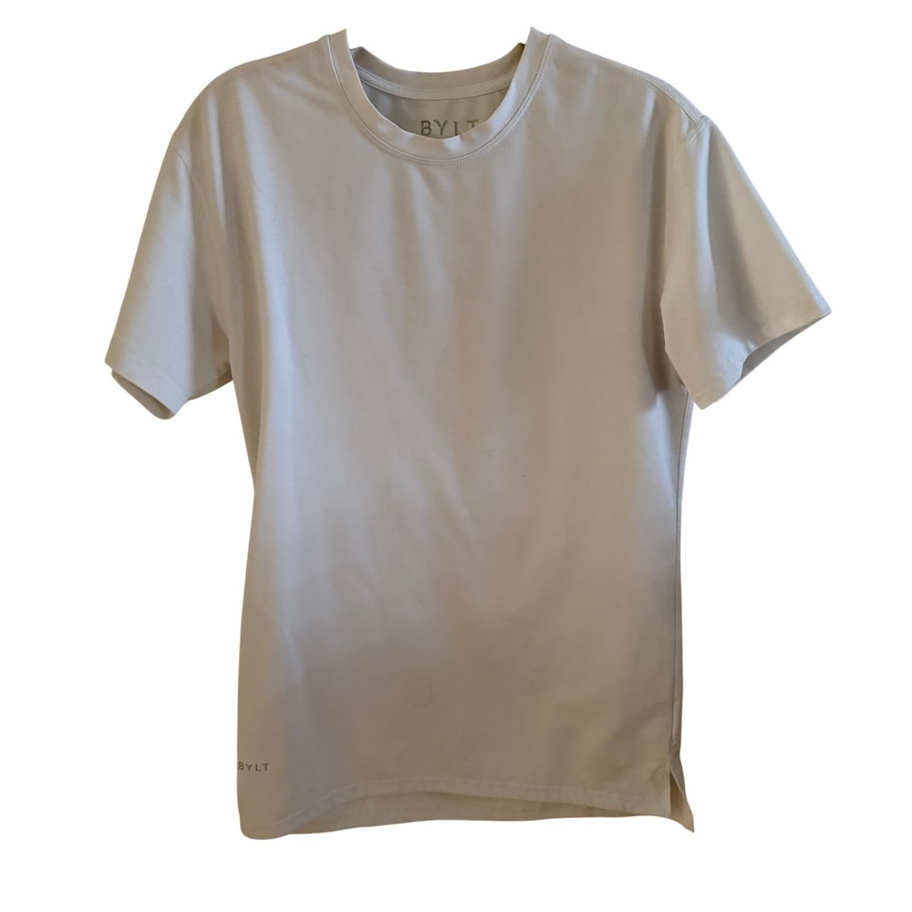 BYLT Basics Signature Crew T-Shirt Mens Small White Short Sleeve MTSS0136-102-S